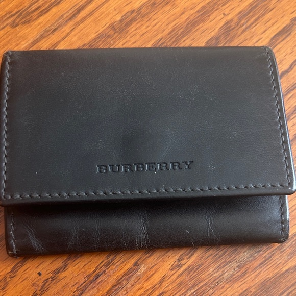 Vtg Burberry Classic Black Leather card Holder - Picture 1 of 6